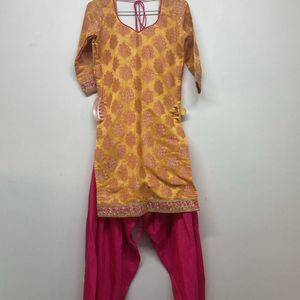 pink and yellow kurta pajama party wear