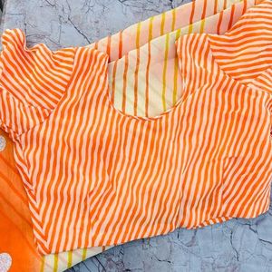 Orange Saree With Blouse🧡