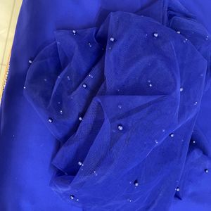 Blue Net Cloths With Peals And Lining Cloth