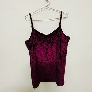 V Neck Velvet Cami Top For Women