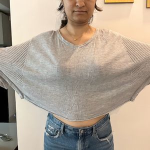 Grey Batwing Sleeve Top