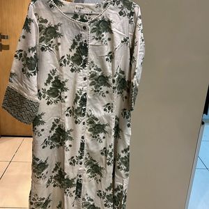 Off white Green Printed Kurta