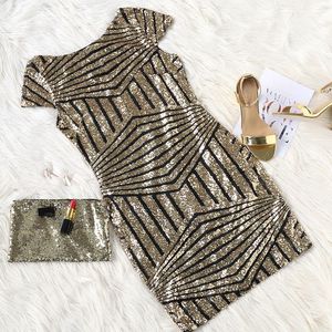 Gold Sequence Short Dress