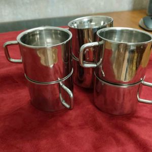 New Set of 6 Stainless Steel Tea cups