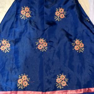 Kids Ethnic Peach And Blue Lehenga