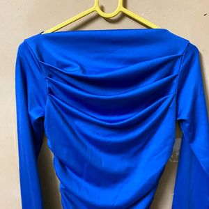 Blue Fitted Ruched Top