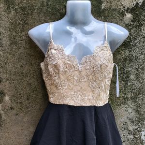 SEXY BLACK AND GOLD COLOUR PARTY WEAR FROCK