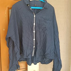 Blue Cotton Shirt For Women