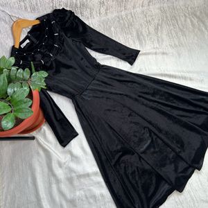 Korean Autumn Velvet Dress