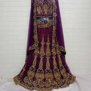 Wine Embroidery Coorset Lehenga Choli