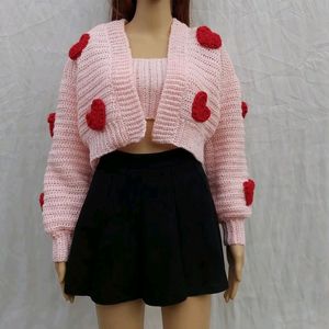 Crochet Herzen Cardigan Set XS/S