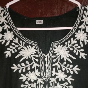 Black Embroidery Short Kurti