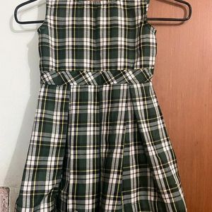 Checked Frock with Concealed Zipper, Green