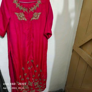 silk kurta with Banarasi slik skirt with zardozi work