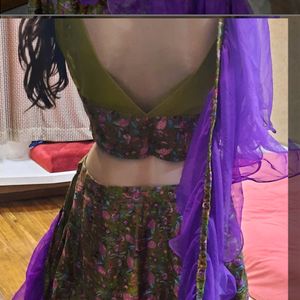 lehnga with top and frilled dupatta