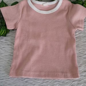 Peach Knitted T-Shirt Set (Girl's)