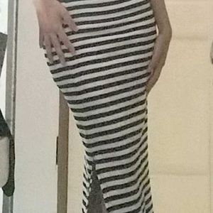 Black And White Striped Mermaid Skirt