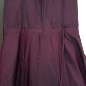 Dark Wine Purple Gown With Golden Designs