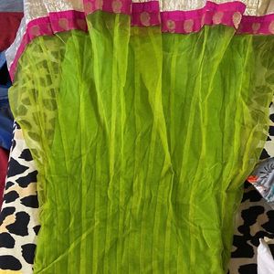 Anarkali Green Pink Party Wear Suit