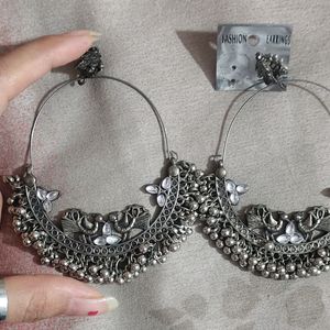 Black Oxidized Big Earrings