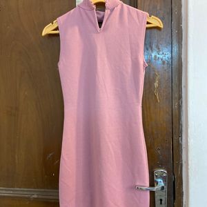 Pink Neck Cut Dress