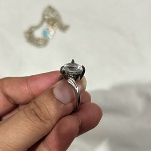 Owl Charm Pendant And Heart AD Ring