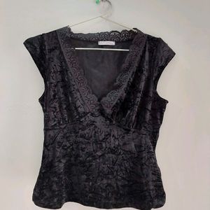 Velvet Top With Lace