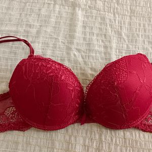 Wine Colour Net Padded Bra And Panty Set