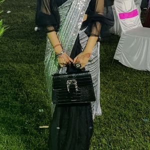 Ready To Wear Black Saree With Belt