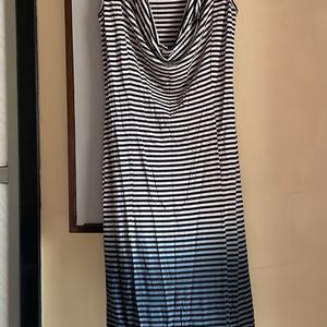 Ombre Knitted Stripe Maxi With Cowl Back