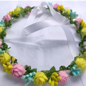 Yuvi Creation Floral Crown Tiara Multi Colour