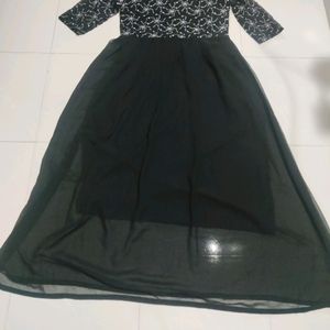 Embroidery Work Black Flared Gown..