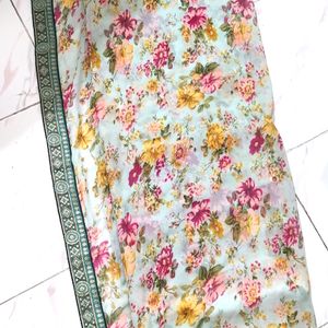 Sky Blue Floral Printed Saree