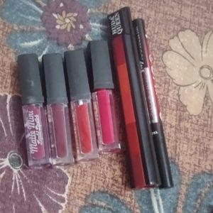 Combo Of Lipsticks And Eyeliner