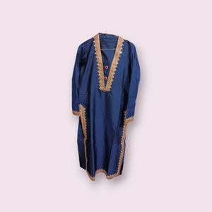 V-Neck Blue Pakistani Kurta Pant