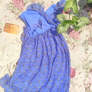 Blue Floral Print Dress