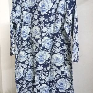 Blue Printed Cotton Kurti/Top