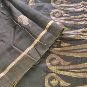 Brown Cotton Silk Saree