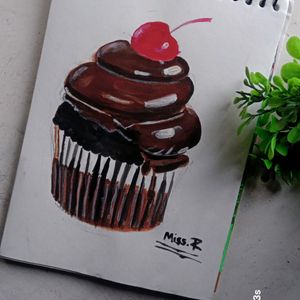 Cup Cake Aclyric Painting Handmade Draw