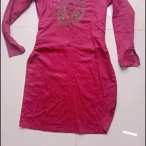 Embroidery And Sequin Work Wine Colour Kurta