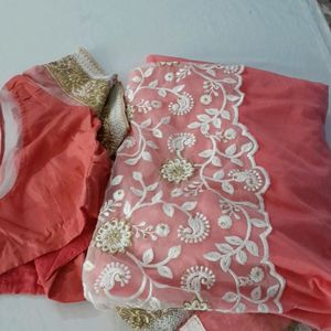 Pink Embroidered Saree (Women's)