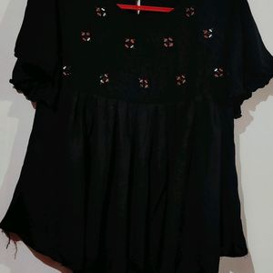 Black Top With Mirror And Thread Work