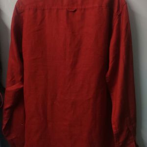 New Premium Cotton Linen Red Shirt