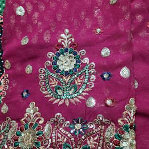 30₹ Off- Rani Pink Saree Without Blouse