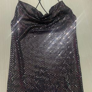 Forever 21 Black & Champagne Embellished Mini Dres