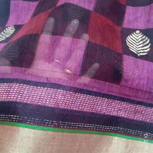 Multicolour Pure Cotton Saree With Blouse Pic