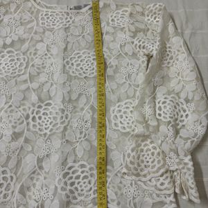 Korean Net Embroidered Top