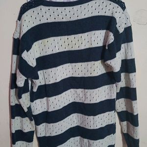 Blue White Woolen  Sweater