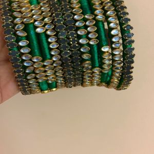 Set Of 12 Silk Thread Bangles [New]