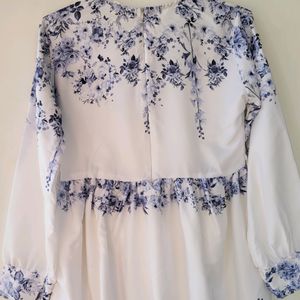 Women White Floral Mini Dress